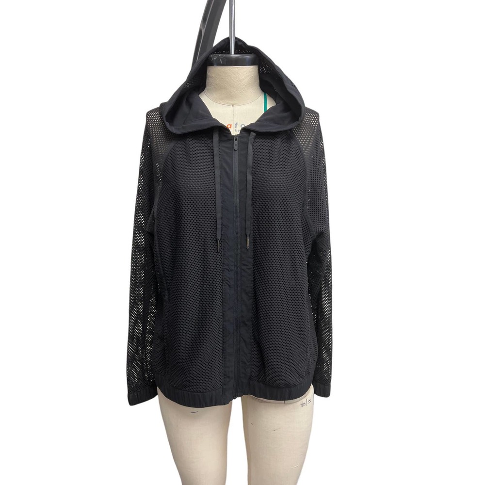 Lululemon L/S Mesh on Mesh Relaxed Fit Hooded Sweater Jacket Black Apx Size 8